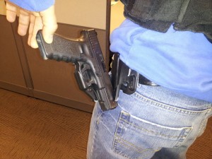 Pulled from a post on a forum, this photo illustrates what happens when someone applies even moderate effort to a Serpa. They're sub-par holsters, folks...