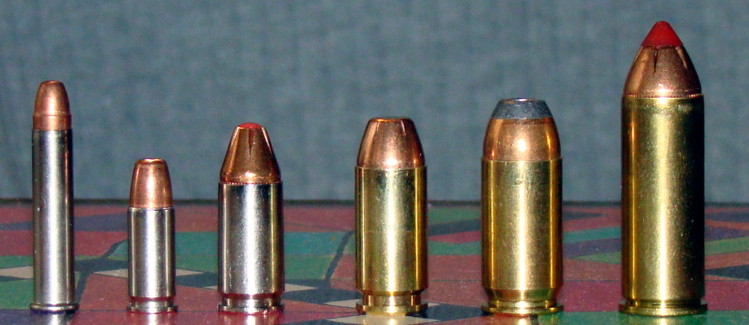 From left to right: CCI 40 grain JHP, .22 WMR Speer Gold Dot 35 grain JHP, ...